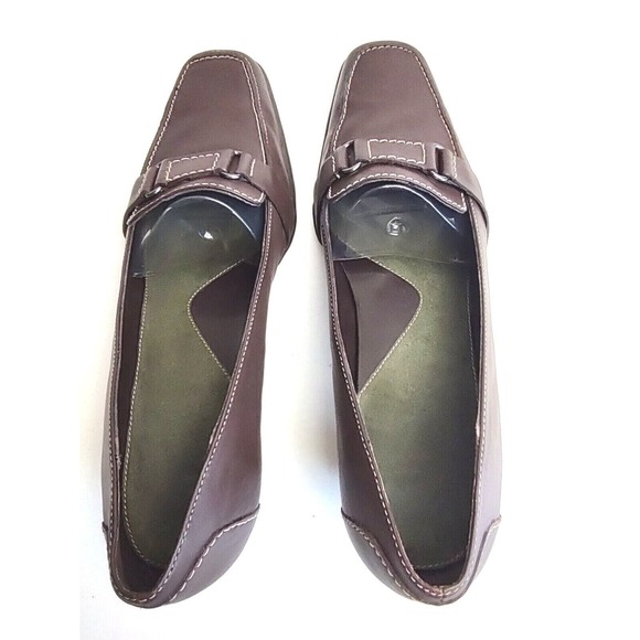 Aerosoles Latch Box Shoes Women's Size US 9‎ M Loafer W/Heel Brow Leather Upper - Picture 4 of 9